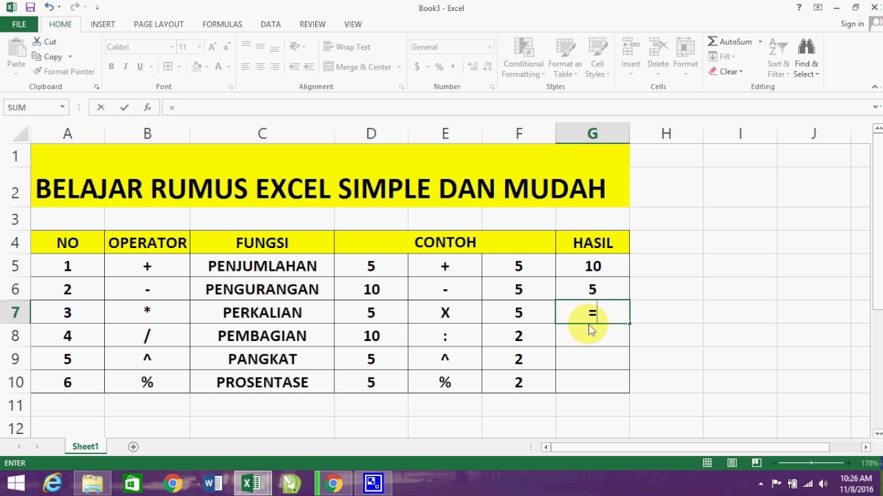 Belajar Excel-Belajar Rumus Excel Simple dan Mudah