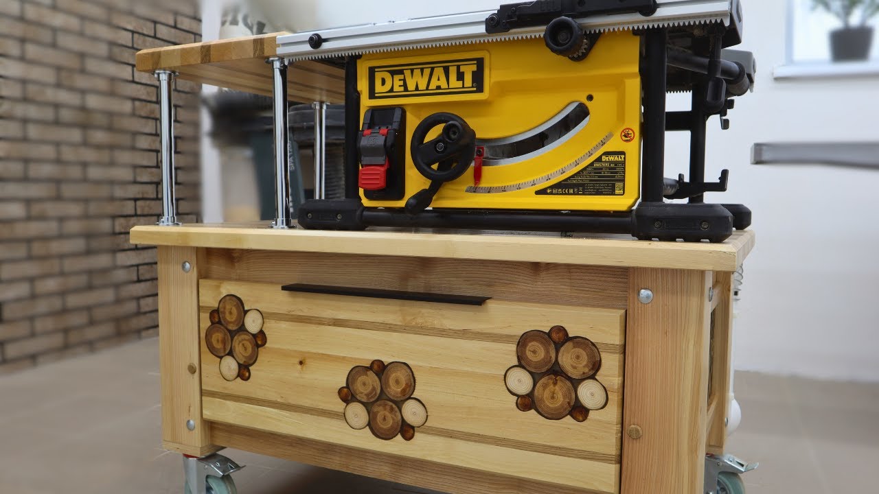 DEWALT DWE 7492  DIY Mobile Workbench with Table Saw 