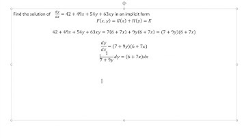 Solving a separable differential equation in implicit form
