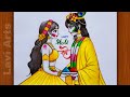 Happy holi radhe  how to draw radha krishna   radha krishna holi drawing  holi drawing  lavi art