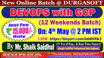 DEVOPS with GCP (12 Weekends Batch) Online Training @ DURGASOFT