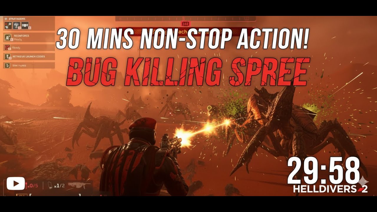Helldivers Rupture Bug 30 MINUTES of Pure Chaos! 💥 Non-Stop Bug Slaying | Helldivers 2 - YouTube