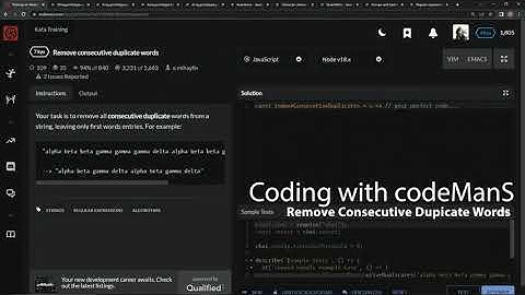 Codewars 7 kyu Remove Consecutive Duplicate Words Javascript