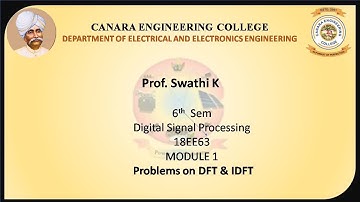 VTU DSP 18EE63 M1 L5 Problems on DFT & IDFT
