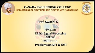 VTU DSP 18EE63 M1 L5 Problems on DFT & IDFT