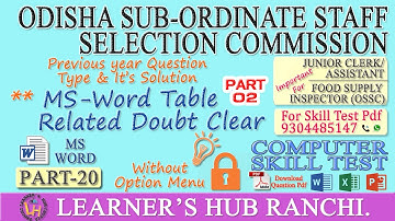 MS-WORD PART-20 [Table Related Doubt & Its Solution-02] Very Important For OSSSC Computer Skill Test