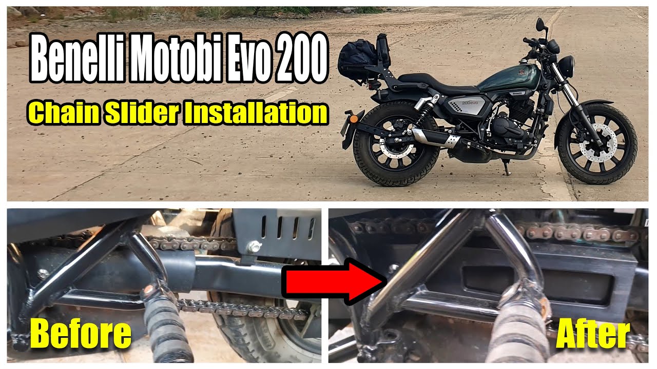 Benelli Motobi Evo 200 Chain Slider Installation. Tagalog Audio--English Subtitle