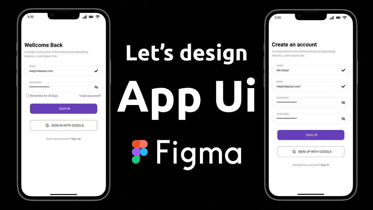 Let's design App Ui using Figma | Sign in and Sing Up page | Expert Azi