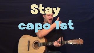 Stay (Florida Georgia Line) Easy Strum Guitar Lesson How to Play Capo 1st Fret