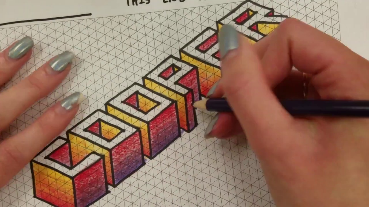 Isometric Lettering Timelapse - Drawing 3D Letters - YouTube