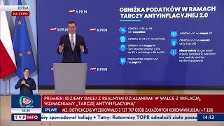Premier Mateusz Morawiecki Prezentuje Założenia Tarczy Antyinflacyjnej 2.0