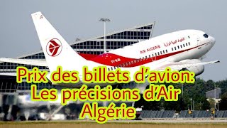 Prix des billets d’avion: Les précisions d’Air Algérie