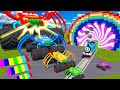 Big & Small Long Bus Spider Lightning McQueen Throns vs Thomas Trains BeamNG.drive