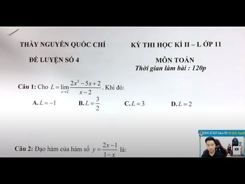 Đề toán lớp 11 học kì 2 | ÔN TẬP HỌC KÌ 2 – LỚP 11 – BUỔI 4 – Thầy Nguyễn Quốc Chí