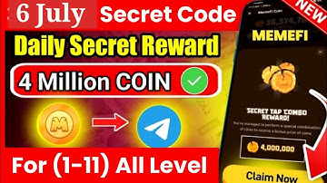 MemeFi claim combo | MemeFi 6 July combo | MemeFi 4 million combo