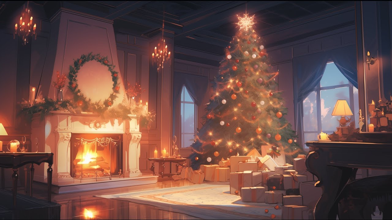 Beautiful Christmas Ambience 🎄 Relaxing Christmas Music Fireplace 🔥 ...