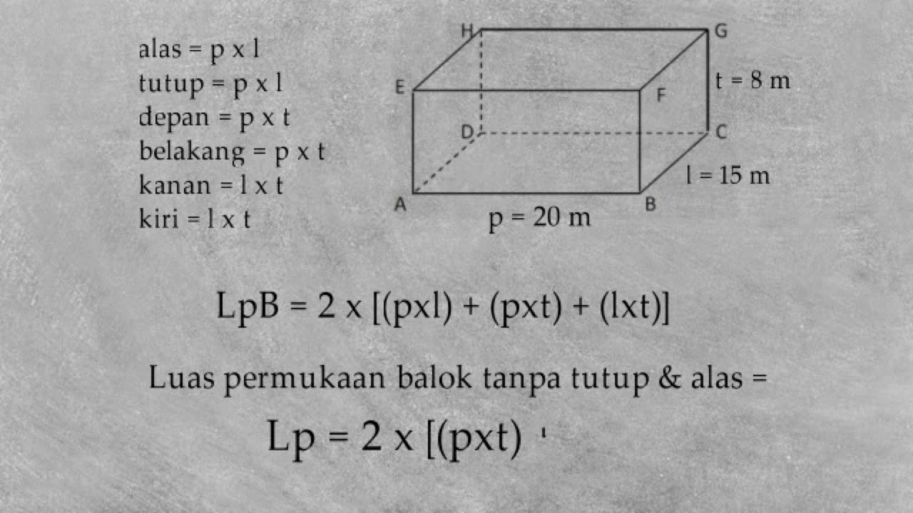 Rumus Volume Balok Dan Luas Permukaan Contoh Soal