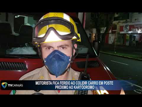 Motorista fica ferido ao colidir carro contra poste em Campo Mourão