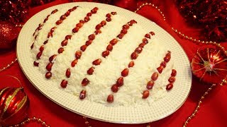 Новогодний салат "Гранатовые бусы на снегу" Новогодний салат "Гранатовые бусы на снегу"
