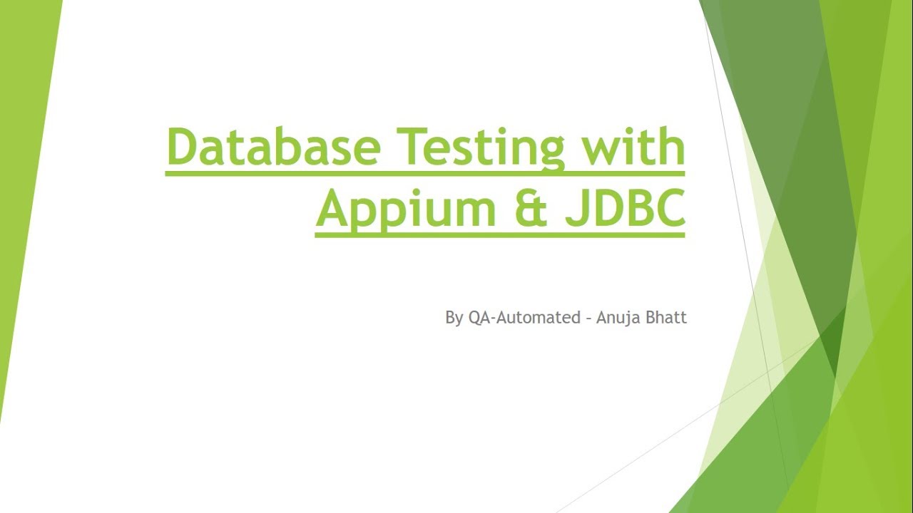 Database Testing with Appium & JDBC - YouTube