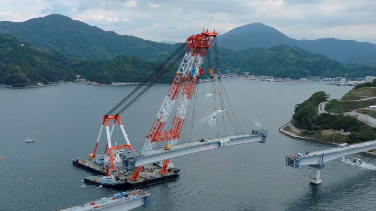 【MMB】九島大橋　大ブロック一括架設（３径間分）