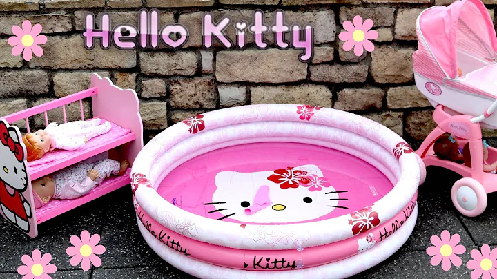 Hello Kitty Dolls Stroller Pram Bunkbed & Swimming Pool with Baby Born Baby Annabell