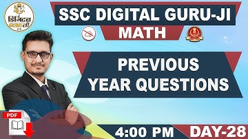 Previous Year Questions | Advanced | Arithmetic | Maths | SSC Digital Guru Ji | 4:00 pm
