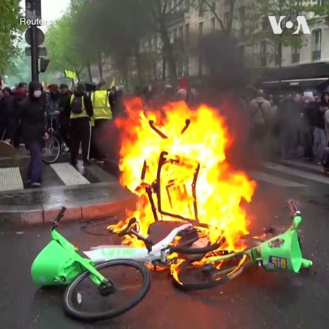 巴黎抗议者“五一”示威  反对推迟退休年龄