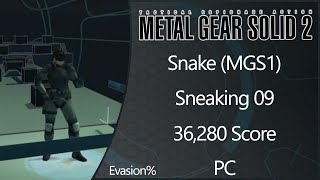 MGS2: Substance | PC | Snake (MGS1) | Sneaking | Level 09 | Evasion% | 36280 Score
