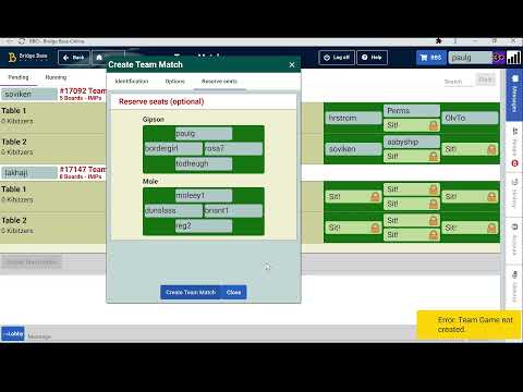 Creating a team match on Bridge Base Online (revised)