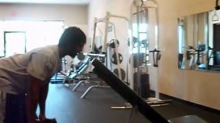 Julian demonstrates a head supported dumbbell row