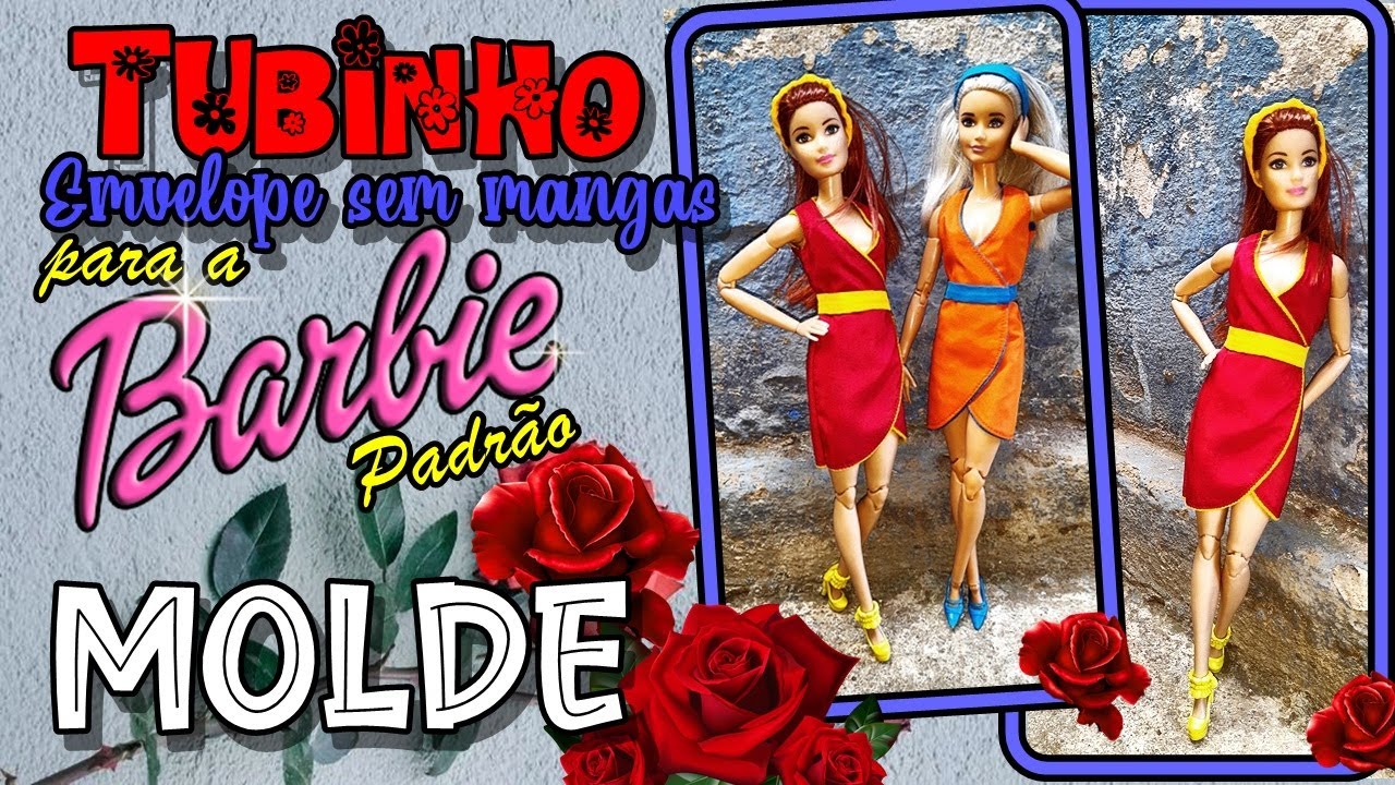 #COSTURANDO Molde do Tubinho Envelope sem mangas para a Barbie Padrão