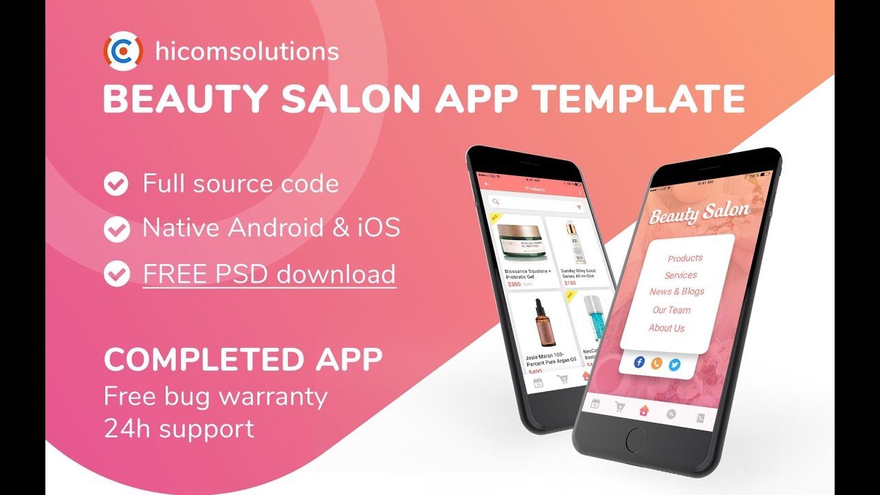 Beauty Salon Mobile App Template, Script, Source Code for Sale - YouTube