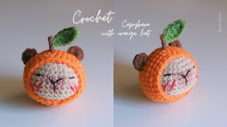 [Eng sub] Crochet capybara with orange hat 🦫 🍊 | Hướng dẫn cách móc capybara đội mũ cam | Moc Mien