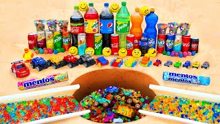 Racing Cars VS Marble Run Race ASMR, Haba Slope with Orbeez, Balls, Coca Cola, Fanta, Sprite, Mentos