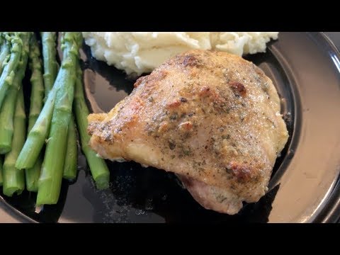 BAKED RANCH CHICKEN, GARLIC MASHED POTATOES & ASPARAGUS | MUKBANG (EATING SHOW)