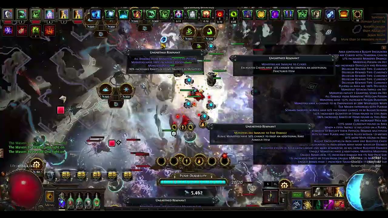 POE 3.27 Keepers Necromancer Vaal Absolution 100%Delirium TitanBlight T17 Sanctuary