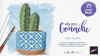 How to paint a gouache cactus in Procreate - step by step tutorial