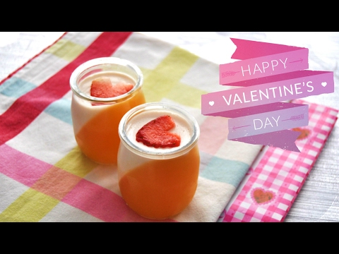 Strawberry Panna Cotta and Passion Fruit Jelly recipe