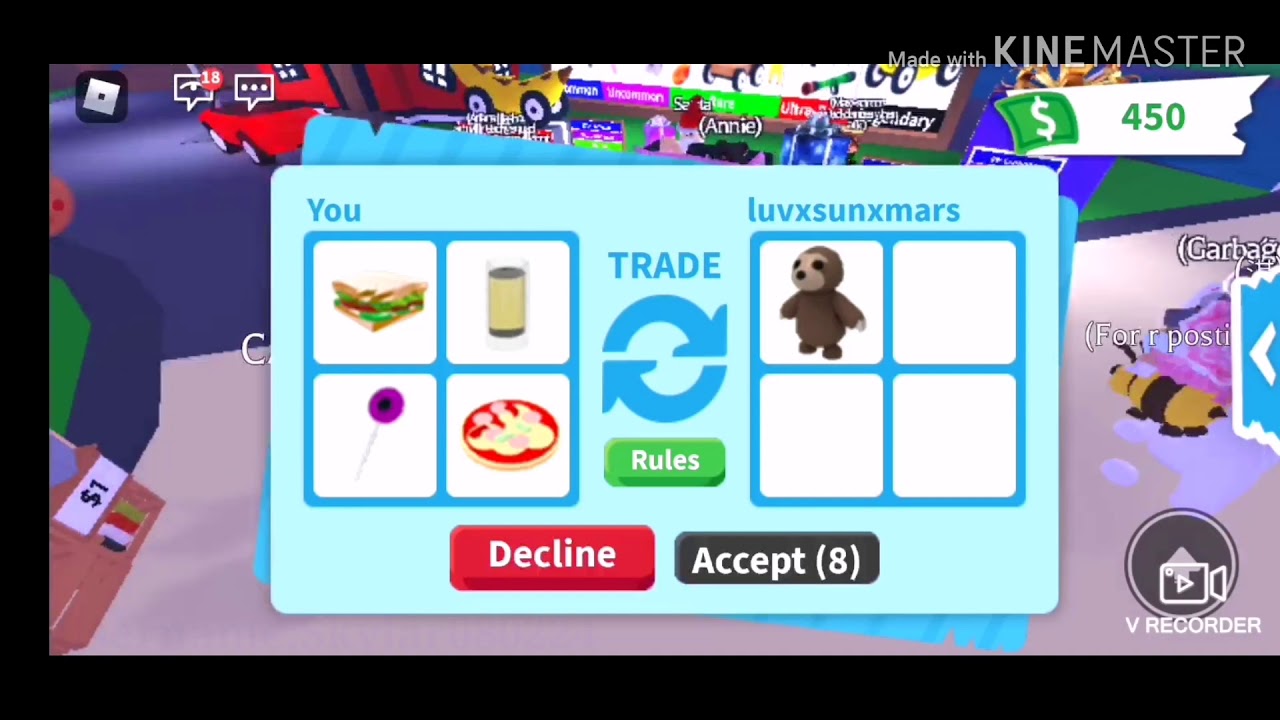 (Roblox Adopt Me trading food only challenge)This is what people trade