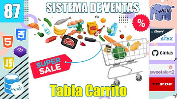 87 Tabla para agregar CARRITO de PRODUCTOS en el SISTEMA DE VENTAS (PHP y MySql) FullStack