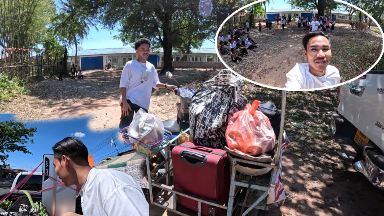 อากอยบ่าวหน่อยกลับเวียงครั้งนี้ถือเครื่องครัวกลับไปด้วยเต็มหลังรถ  ອາກອຍບ່າວໜ່ອຍຂົ່ນຄົວຂຶ້ນວຽງ