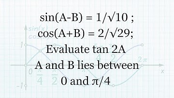 If sin(A-B) = 1/√10; cos(A+B) = 2/√29; find tan2A |#themathprofessor   #shortmathvideo