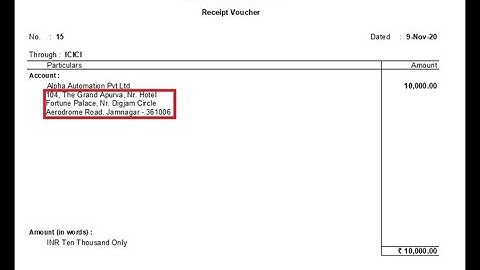 Tally Add On : Print Party Address in Payment and Receipt Voucher in Tally Prime Software.