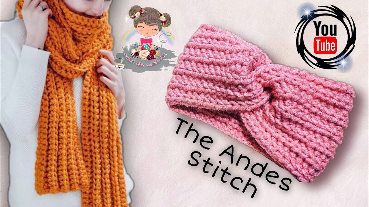 بندانه كروشيه / كوفيه كروشيه / غرزة كروشيه شبه التريكو / crochet shawl / غرزة الانديز كروشيه