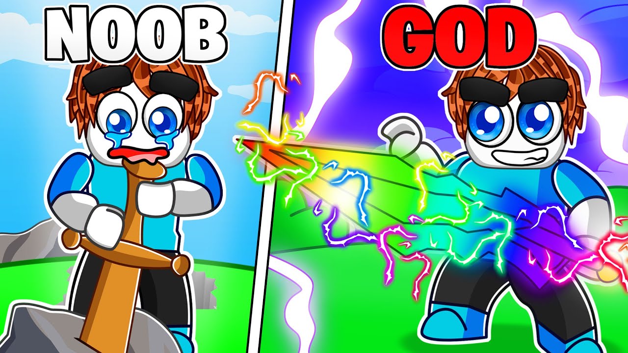 Upgrading NOOB to GOD SWORD In ROBLOX!