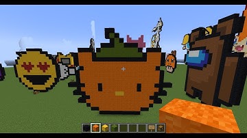 minecraft hello kitty pumpkin pixel art
