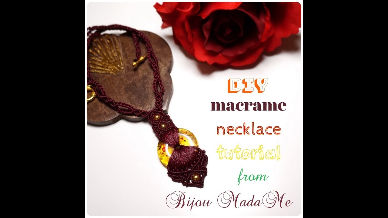 Macrame necklace tutorial | DIY macrame jewelry | How to make macrame necklace with pendant