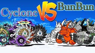 The Battle Cats - All Cyclone VS All Bun Bun (Bosses War)