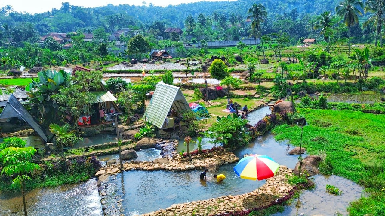 HTM Gratis🤩 Dihiasi Pemandangan Sungai Jernih Dan Pesawahan Indah,, Ah Bikin Betah Saja Tempatnya
